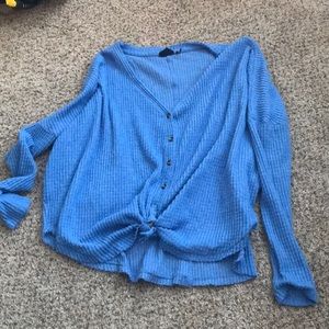Blue Waffle knit Thermal